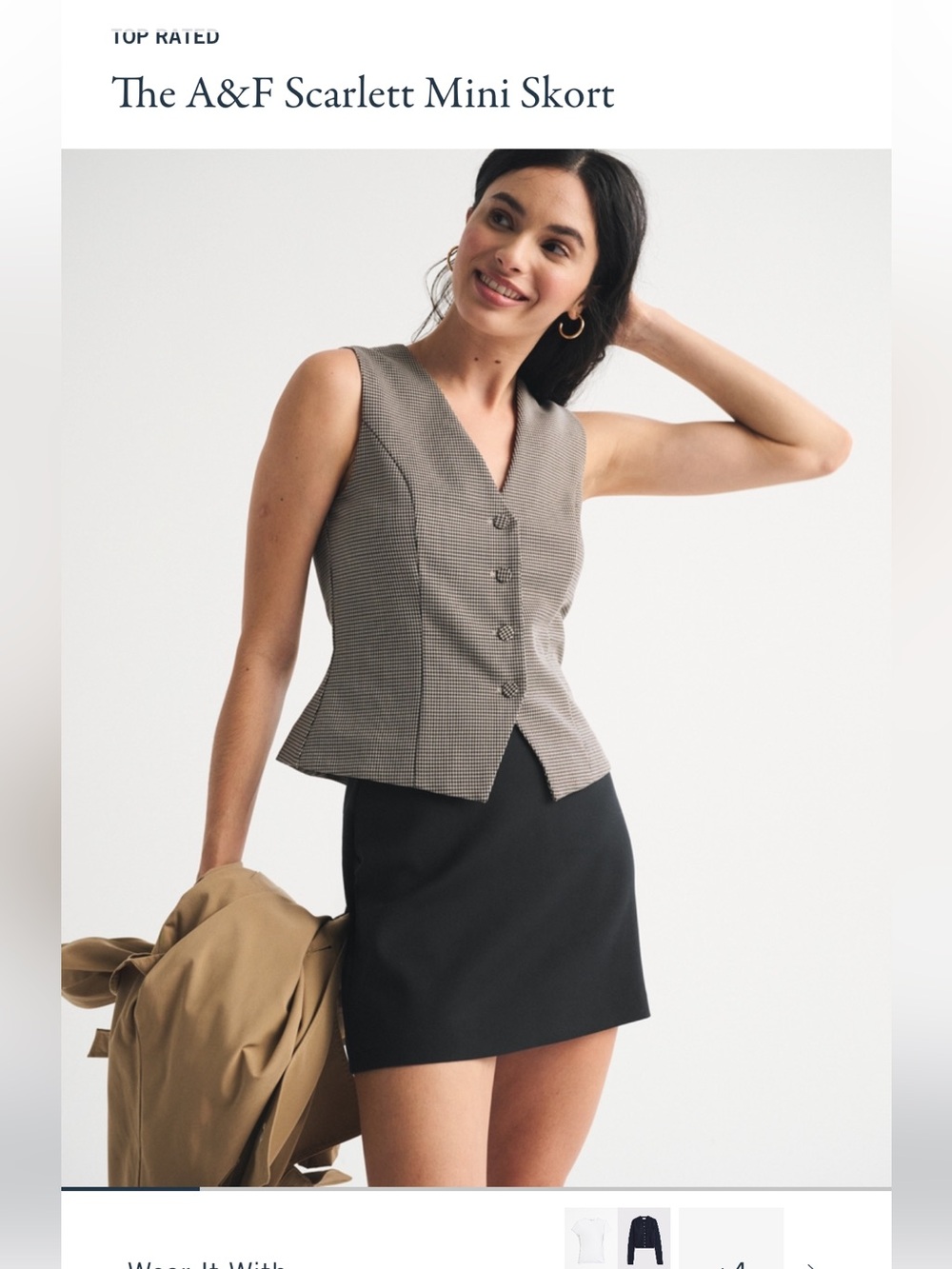 Abercrombie Scarlett mini skort in black